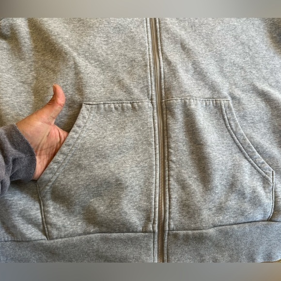Converse embroidered star chevron full zip hoodie size L Vintage Grey Heather - Picture 8 of 14